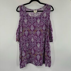 3for$20 St.John Bay Purple Patterned Women's off Shoulder Top size XXL